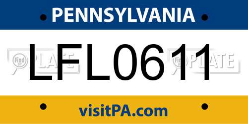 LFL0611 Pennsylvania License Plate