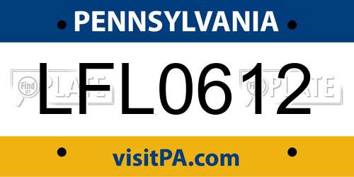 LFL0612 Pennsylvania License Plate