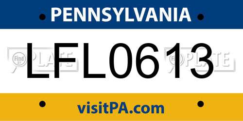LFL0613 Pennsylvania License Plate