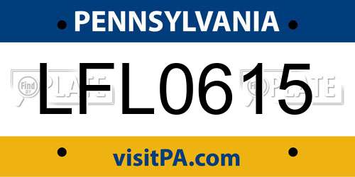 LFL0615 Pennsylvania License Plate
