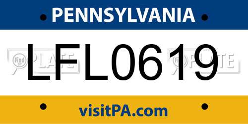 LFL0619 Pennsylvania License Plate