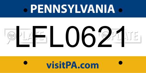 LFL0621 Pennsylvania License Plate