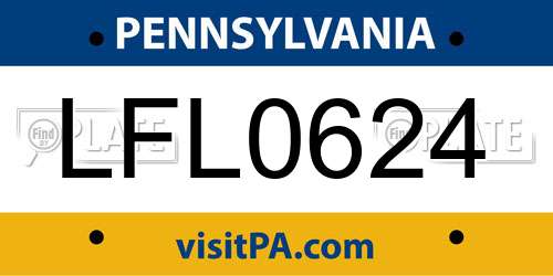LFL0624 Pennsylvania License Plate