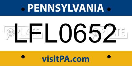 LFL0652 Pennsylvania License Plate