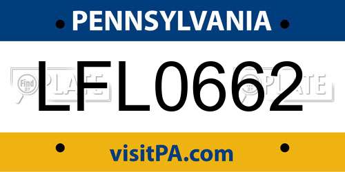 LFL0662 Pennsylvania License Plate