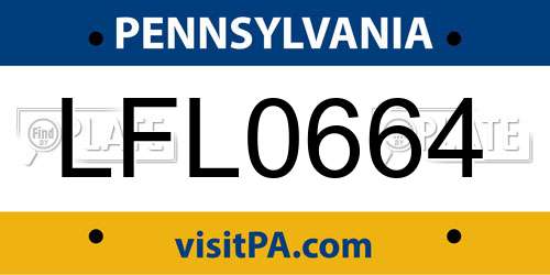 LFL0664 Pennsylvania License Plate
