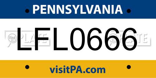 LFL0666 Pennsylvania License Plate