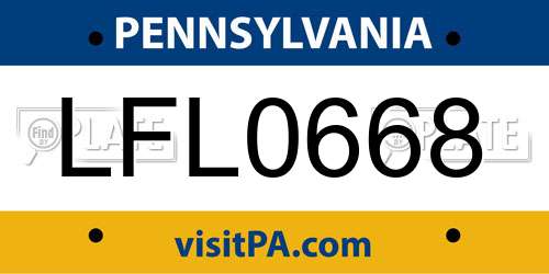 LFL0668 Pennsylvania License Plate