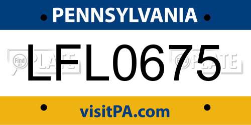 LFL0675 Pennsylvania License Plate