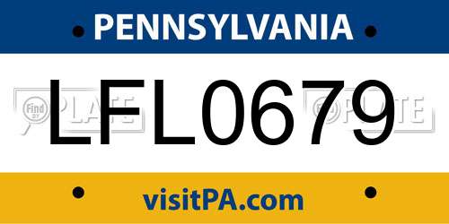 LFL0679 Pennsylvania License Plate