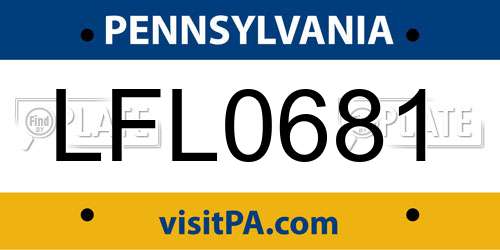 LFL0681 Pennsylvania License Plate