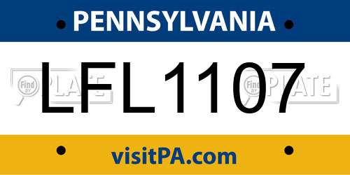 LFL1107 Pennsylvania License Plate