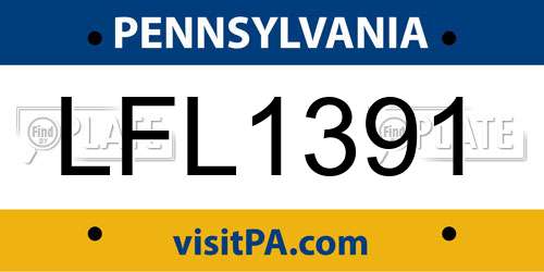 LFL1391 Pennsylvania License Plate