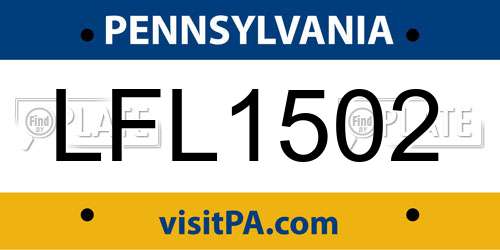 LFL1502 Pennsylvania License Plate