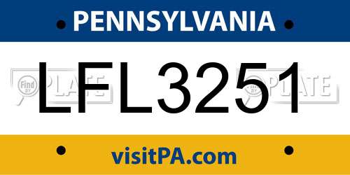 LFL3251 Pennsylvania License Plate