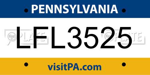 LFL3525 Pennsylvania License Plate