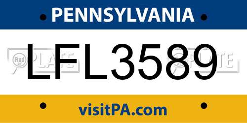LFL3589 Pennsylvania License Plate