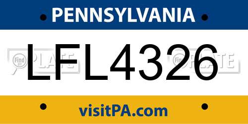 LFL4326 Pennsylvania License Plate