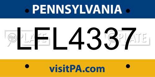 LFL4337 Pennsylvania License Plate