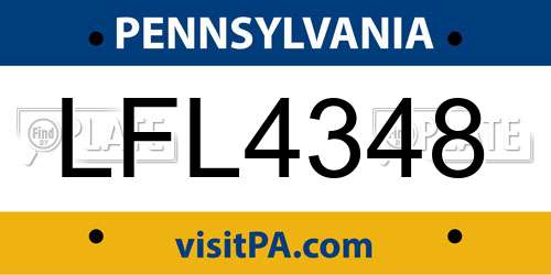 LFL4348 Pennsylvania License Plate