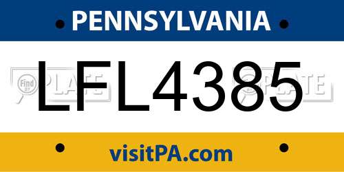 LFL4385 Pennsylvania License Plate
