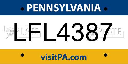 LFL4387 Pennsylvania License Plate