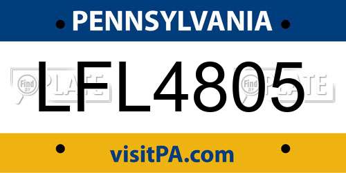 LFL4805 Pennsylvania License Plate