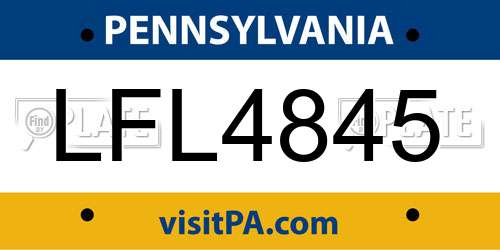 LFL4845 Pennsylvania License Plate