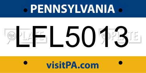 LFL5013 Pennsylvania License Plate