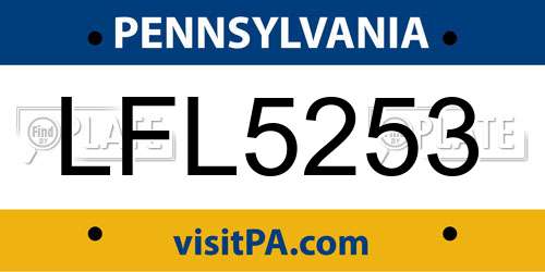 LFL5253 Pennsylvania License Plate
