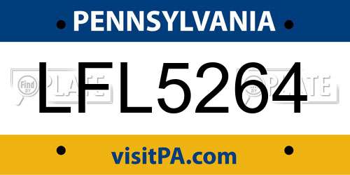 LFL5264 Pennsylvania License Plate