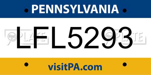 LFL5293 Pennsylvania License Plate