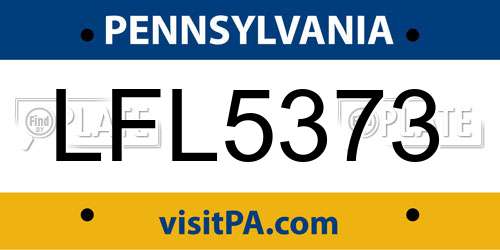 LFL5373 Pennsylvania License Plate