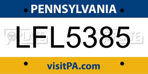 LFL5385 Pennsylvania License Plate