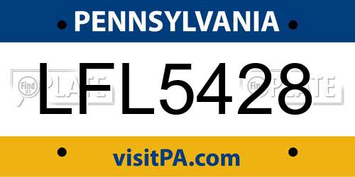 LFL5428 Pennsylvania License Plate