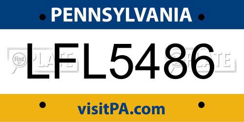 LFL5486 Pennsylvania License Plate
