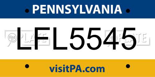 LFL5545 Pennsylvania License Plate