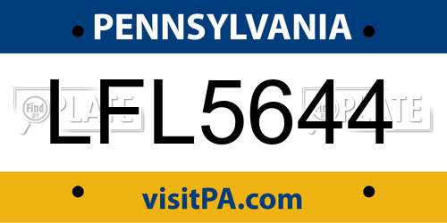 LFL5644 Pennsylvania License Plate