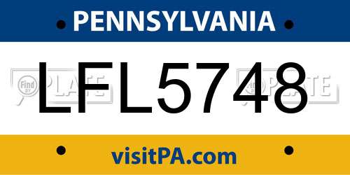 LFL5748 Pennsylvania License Plate