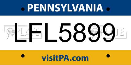 LFL5899 Pennsylvania License Plate