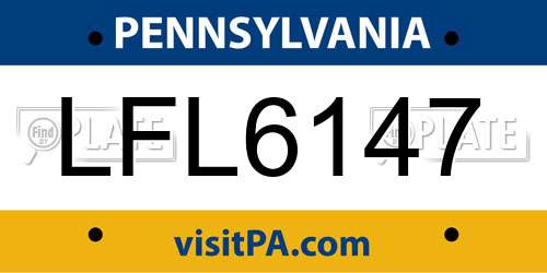 LFL6147 Pennsylvania License Plate