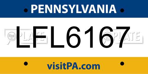 LFL6167 Pennsylvania License Plate