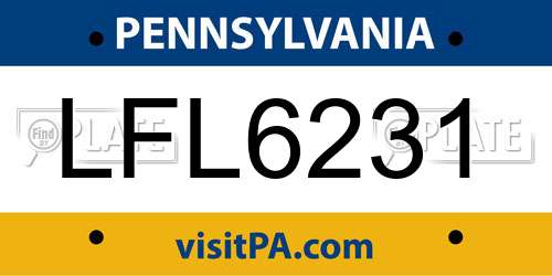 LFL6231 Pennsylvania License Plate