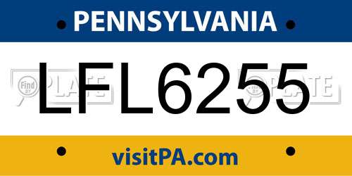 LFL6255 Pennsylvania License Plate