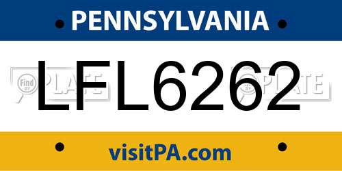 LFL6262 Pennsylvania License Plate