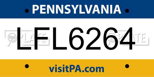 LFL6264 Pennsylvania License Plate