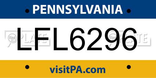 LFL6296 Pennsylvania License Plate