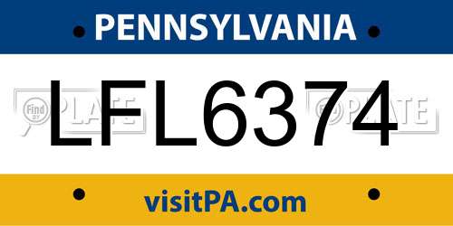 LFL6374 Pennsylvania License Plate