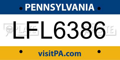 LFL6386 Pennsylvania License Plate