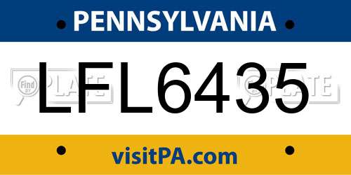LFL6435 Pennsylvania License Plate